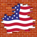 Us Mexico Border Wall To Stop Illegal Immigration - 2d Illustration