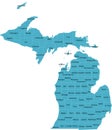 US Michigan county map Royalty Free Stock Photo