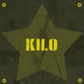 US military phonetic alphabet, letter K, KILO, sepecial force illustration, background