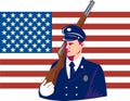 US military serviceman with flag Royalty Free Stock Photo