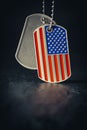 US military soldier`s dog tags in the shape of the American flag. Memorial Day for Veterans Day concept Royalty Free Stock Photo