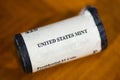 US mint roll of presidential dollar coins Royalty Free Stock Photo