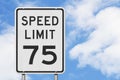 US 75 mph Speed Limit sign Royalty Free Stock Photo