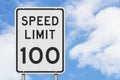 US 100 mph Speed Limit sign Royalty Free Stock Photo