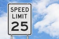 US 25 mph Speed Limit sign Royalty Free Stock Photo