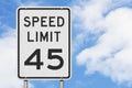 US 45 mph Speed Limit sign Royalty Free Stock Photo