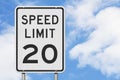 US 20 mph Speed Limit sign Royalty Free Stock Photo