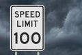 US 100 mph Speed Limit sign Royalty Free Stock Photo