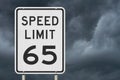 US 65 mph Speed Limit sign Royalty Free Stock Photo