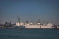 The US Naval Hospital Ship `Mercy` docked in San Diego Naval Station