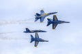 US Navy Blue Angels Hornet Fighter Jets Performing Aearial Acrobats Royalty Free Stock Photo