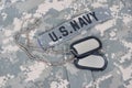 us navy camouflaged uniform with blank dog tags Royalty Free Stock Photo