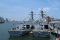 US Navy guided-missile destroyers USS Bainbridge and USS Farragut docked in Brooklyn Cruise Terminal during Fleet Week 2016