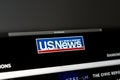 US News website homepage. Close up of US News channel logo