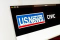 US News website homepage. Close up of US News channel logo.