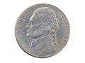 US Nickel Coin Head Royalty Free Stock Photo