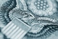 US one dollar bill closeup macro. Selective focus on eye of eagle Royalty Free Stock Photo