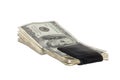 US One Hundred Dollar Bills in Black Money Clip Royalty Free Stock Photo