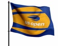 US Open ball at Le Stade Roland Garros in Paris, France flags
