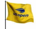 US Open ball at Le Stade Roland Garros in Paris, France flags