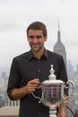 US Open 2014 champion Marin Cilic posing with US Open trophy on the Top of the Rock Observation Deck at Rockefeller Center