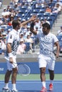 US Open 2013 men doubles champions Radek Stepanek from Czech Republic and Leander Paes from India during semifinal match