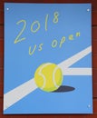 2018 US Open poster on display at the Billie Jean King National Tennis Center in New York