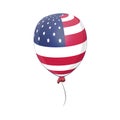 US Patriotic balloon isolated on white background. Balloon specially for the Fourth of July. Memorial Day. Martin Luther King Day.