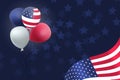 US Patriotic balloons and flag specially for the Fourth of July. Memorial Day. Martin Luther King Day.