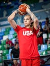 US player, Brittney Griner, in action during warm-up session before basketball match LATVIA vs USA Royalty Free Stock Photo