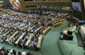 US President Barack Obama holds a speech, the General Assembly of the United Nations UN GA Royalty Free Stock Photo