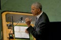 US President Barack Obama holds a speech, the General Assembly of the United Nations UN GA Royalty Free Stock Photo
