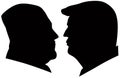 President Trump and Kim Jong Un Black White Silhouette