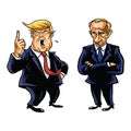 US President Donald Trump and Russian President Vladimir Putin Vector Cartoon Caricature Portrait Illustration Royalty Free Stock Photo