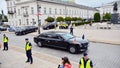 US presidential Cadillac limousine known as the `Beast` in front of the presidential palace in Warsaw Royalty Free Stock Photo