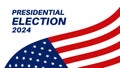 US presidential elections banner. US vote campaign banner with american flag.