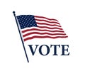 US presidential elections banner. US vote campaign banner with american flag.