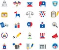 US PRESIDENTIAL ELECTIONS colored flat icons