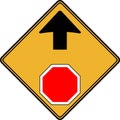 US road sign, stop sign ahead. Vector image.