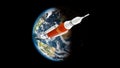 US rocket going to the moon - model and maps furnished by NASA