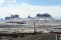 US Route 163 looking south to Monument Valley after a snowfall, Utah Royalty Free Stock Photo