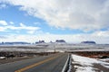 US Route 163 looking south to Monument Valley after a snowfall, Utah Royalty Free Stock Photo