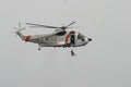 US Sikorsky helicopter during rescue maneuvers inflight over mediterranean