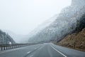 US snowing I 15 interstate snowed road in Nevada Royalty Free Stock Photo