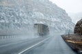 US snowing I 15 interstate snowed road in Nevada Royalty Free Stock Photo