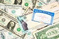 Us social security cards, stimulus check and dollar Royalty Free Stock Photo