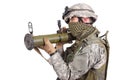 US soldier with anti-tank rocket launcher