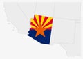 US state Arizona map highlighted in Arizona flag colors Royalty Free Stock Photo