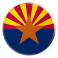 US State Button: Arizona Flag Badge 3d illustration on white background Royalty Free Stock Photo