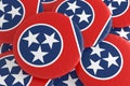 US State Buttons: Pile of Tennessee Flag Badges 3d illustration
